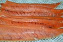 Cold smoked Chum salmon fish belly