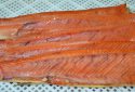 Cold smoked Coho salmon fish belly